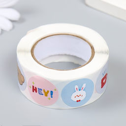 Наклейка бумага «Милые зверята», d=2.5 см, 500 шт. в рулоне, 3×6.5×6.5 см