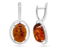 Серьги из серебра янтарь, СПН4201