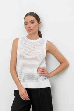 Блуза-топ Very Neat ЕВ 30153 молочный из хлопка и акрила