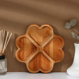 Менажница авторская Adelica Сердце, 4 секции, 22?22?1.8 см, дерево берёза, пропитана минеральным маслом, коричневая