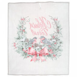 Салфетка хозяйственная 50х60см "Снегири" 2, рогожка 171г/м2, хлопок 100%, без упаковки, "Домашняя мода" (Россия)