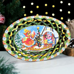 Тарелка конфетница овальная Символ года 2024. С Новым годом!