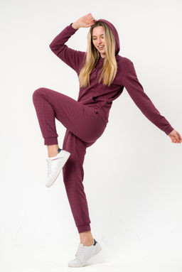 Костюм женский из худи и брюк из футера Кроссфит-2 брусника