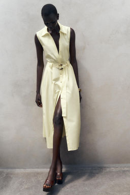 POPLIN MIDI DRESS WITH BELT - Zara фото 23