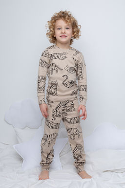 К 1552/темно-бежевый,тигры, пижама