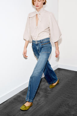 JEANS Z1975 CULOTTE TIRO ALTO PESPUNTES / Azul - Zara фото 5