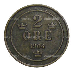 Монета 2 эре 1904 года Швеция