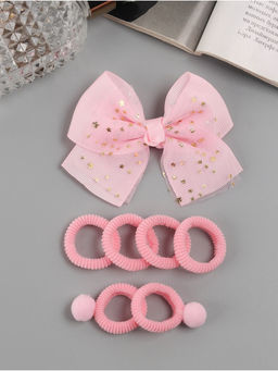 Цена за 2 шт. Набор для волос «Сьюзи», 7 шт.: зажим 8 см, 6 резинок 2.5 см, звёзды, розовый