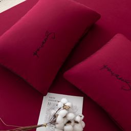 Комплект постельного белья Однотонный Сатин Вышивка CH022 1.5 спальный - Ситрейд фото 10