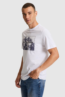 Erkek Beyaz Regular Fit Bisiklet Yaka Ti__rt