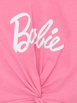 Bisiklet Yaka Barbie Bask?l? K?z ?ocuk Ti??rt