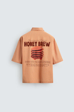 CAMISA CUADROS BORDADO COMBINADO / blanco-naranja - Zara фото 8