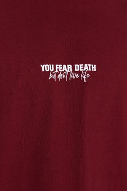 TRENDYOL MAN Bordo Oversize/Genis Kesim %100 Pamuklu Minimal Yaz? Bask?l? T-Shirt TMNSS23TS00099 - Trendyolmilla фото 6