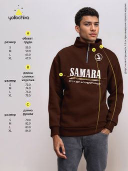 Толстовка мужская с зип-воротником "Samara" коричневый