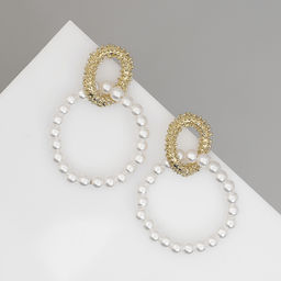 Серьги с жемчугом Бусина переплетение чувств, цвет золото