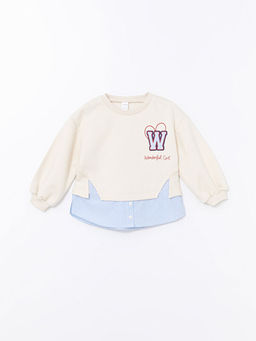 Bisiklet Yaka Bask?l? K?z Bebek Sweatshirt ve E?ofman Alt 2li Tak?m - Waikiki фото 2