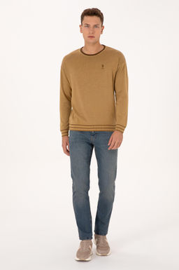 Erkek Comfort Fit Bisiklet Yaka Hardal Kazak - U.s. polo assn фото 4
