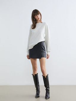 Beli Fermuarl? Deri G?r?n?ml? ?ort Etek