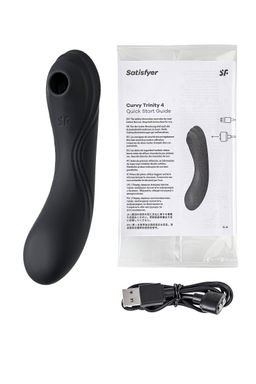 Вакуум-волновой бесконтактный стимулятор клитора Satisfyer Curvy Trinity 4, силикон, чёрный  фото 8