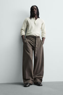 PANTAL?N WIDE FIT CINTUR?N / Gris topo - Zara фото 6