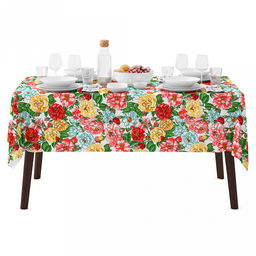 Скатерть 120х145см "Дикая роза", длина стола до 105см, на 4 персоны, хлопок "Комфорт" 171г/м2, упаковка "классическая" 28х41см, "Домашняя мода" (Россия)