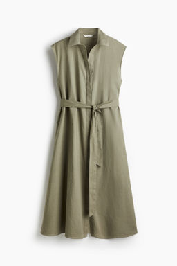 Vestido camisero en mezcla de lino