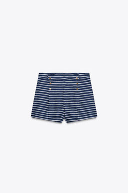 STRIPED LINEN BLEND BERMUDA SHORTS - Zara фото 8
