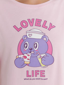 Комплект женский домашний лиловый с принтом и надписью "Lovely life" орхидея +печать 592536