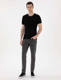 Siyah Slim Fit Bisiklet Yaka Triko Ti__rt