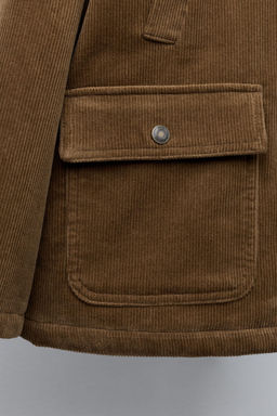 BENSIMON ® X ZARA DOUBLE COLLAR QUILTED CORDUROY JACKET WITH DETACHABLE LEATHER