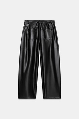 ZW COLLECTION BALLOON LEATHER EFFECT TROUSERS - Zara фото 7