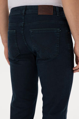 Джинсы slim fit темно-синие из хлопка