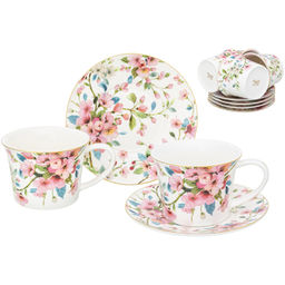 Чайный набор 12 пр. 250 мл 12,5*9,5*7 см "Яблоневый цвет на белом" фарфор NEW BONE CHINA