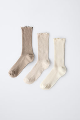 PACK TRES CALCETINES MEDIOS RIZO / Beige claro - Zara фото 6