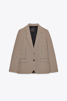 ZW COLLECTION CHECK STRAIGHT BLAZER - Zara фото 6