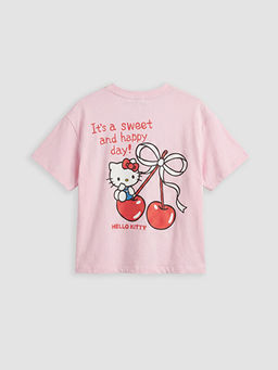 Bisiklet Yaka Hello Kitty Bask?l? K?z ?ocuk Ti??rt