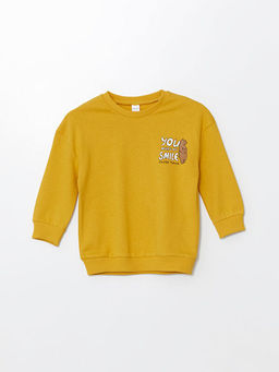 Bisiklet Yaka Bask?l? Erkek Bebek Sweatshirt