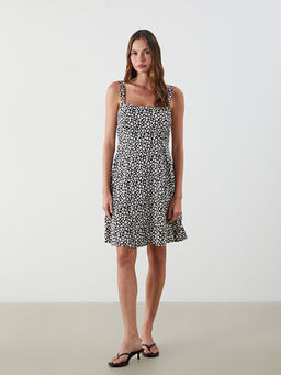 ?i?ekli Ask?l? Belden Oturtmal? Mini Elbise