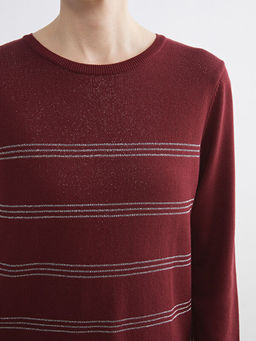 Bisiklet Yaka ?izgili Kad?n Triko Kazak