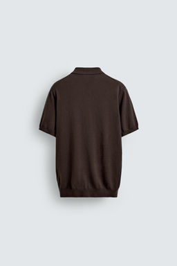 POLO PUNTO REGULAR FIT ALGOD?N - LINO / Chocolate - Zara фото 8