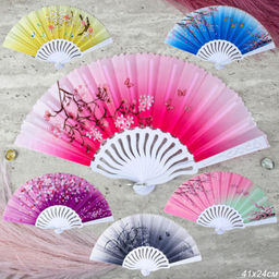 Веер 23 см / 622-8 /уп 12/600/ микс, пластик, полиэстер