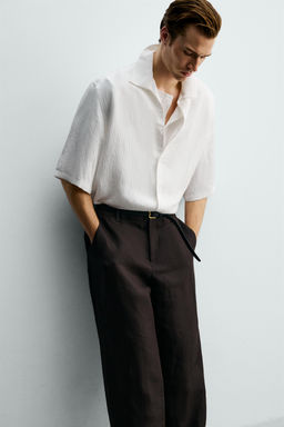 CAMISA BOXY FIT JACQUARD RAYAS / Blanco - Zara фото 7