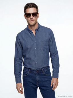 Рубашка мужская Regular Fit с льном