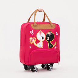 Сумка дорожная 18 на колёсах, отдел на молнии, наружный карман, цвет розовый