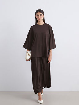 Beli Lastikli ?ifon Pileli Etek