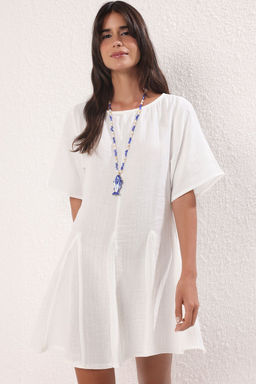 Trendyolmilla Siyah Muslin 100% Pamuk Plaj Elbise TBESS25EL00135