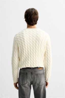 TEXTURED CABLE-KNIT SWEATER - Zara фото 3