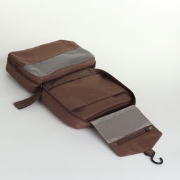 Косметичка-несессер дорожная на молнии, с карманом, крючком, ручкой, коричневая - Simaland фото 5