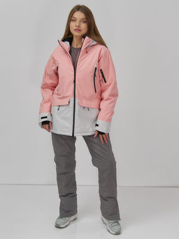 Горнолыжная куртка женская зимняя персикового цвета 7077P - Chunmai фото 7