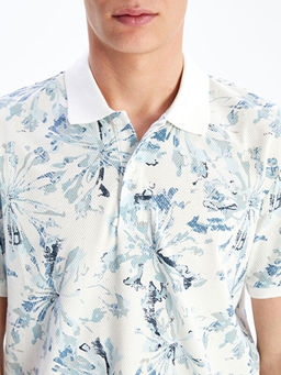 Polo Yaka K?sa Kollu Desenli Erkek Ti??rt